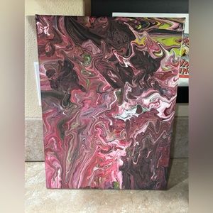 ✂️Pink Paint Pour - Canvas approx 12x15✂️